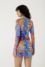Carregar imagem no visualizador da galeria, Model Back: Blueman Mini Dress Vestido Tule Manga Longa Escama