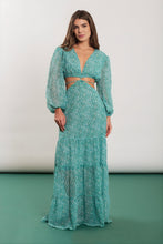 Carregar imagem no visualizador da galeria, Model Front: Blueman Maxi Dresses Reflexo Long Sleeve Dress

