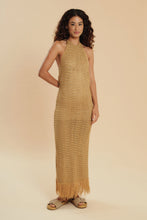 Carregar imagem no visualizador da galeria, Model Front: Blueman Midi Dress Gold Tricot Dress
