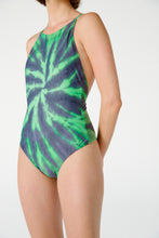 Carregar imagem no visualizador da galeria, Image 03: Blueman One-Piece Maio Nadador Tie Dye Verde
