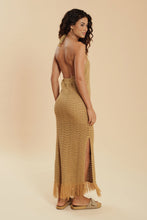 Carregar imagem no visualizador da galeria, Model Back: Blueman Midi Dress Gold Tricot Dress
