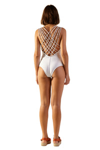 Model Back: Blueman One-Piece Capri Off White