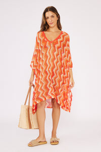Model Front: Blueman Beach Dresses Laranja Midi Dress Tricot