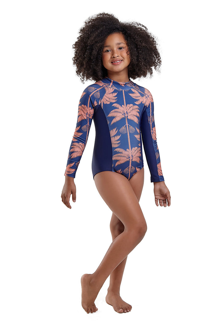 Model Front: Blueman Girl's One-Piece Maio Long John Açaí