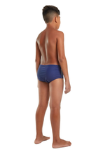 Carregar imagem no visualizador da galeria, Model Back: Blueman Boy&#39;s Swimwear Sunga Army Fit Frisos Marinho

