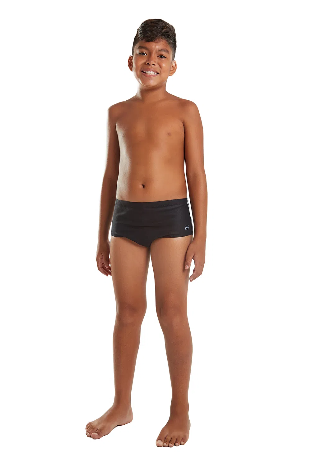 Model Front: Blueman Boy's Swimwear Sunga Army Fit Frisos Preto