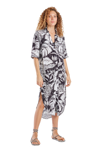 Model Front: Blueman Shirtdress Vestido Chemise Recortes Eclipse