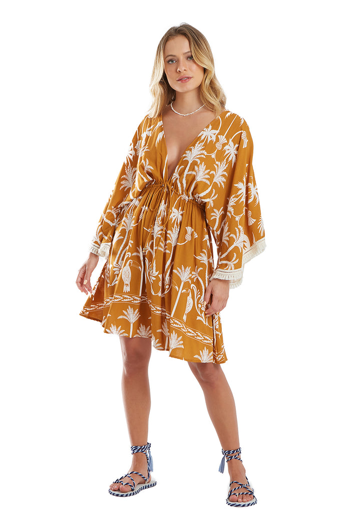 Model Front: Blueman Beach Dresses Vestido Kaftan Curto Tucanus