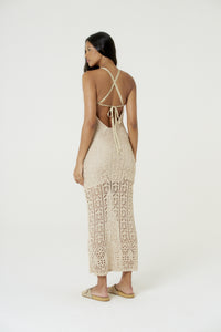 Model Back: Blueman Beach Dresses Vestido Longo Tricot Lurex
