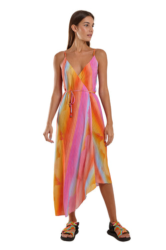 Model Front: Blueman Maxi Dresses Vestido Mid Lenco Sunset
